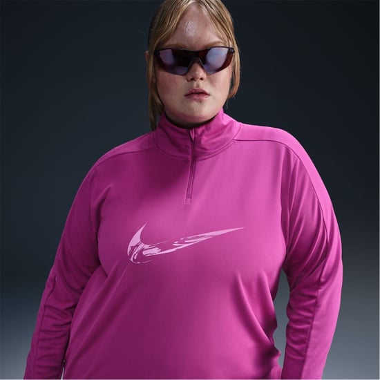 Women's Nike Bold Logo Reflective Zip Neck Long Sleeve Athletic Top in Hot Fuchsia - Image 6