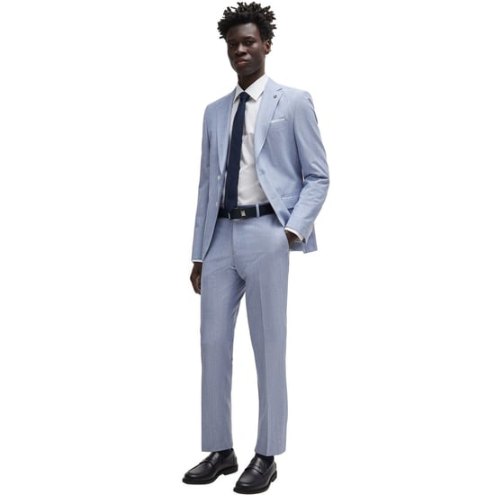Men's Boss Genius Slim Fit Trousers in Navy - Image 3