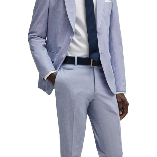 Men's Boss Genius Slim Fit Trousers in Navy - Image 4