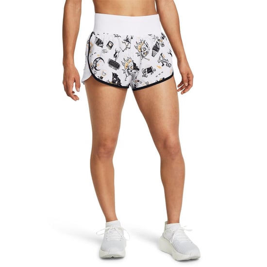 Women's Under Armour We Run Athletic Bermuda Shorts in White - Image 3