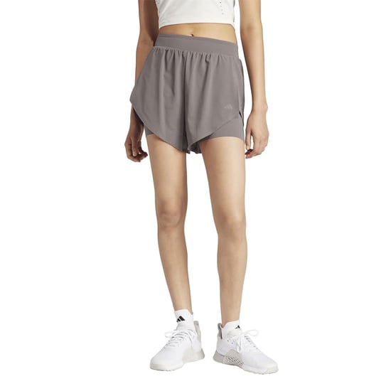 Women's adidas Hiit Regular Fit 2 in 1 Fitness Shorts in Charcoal - Image 2