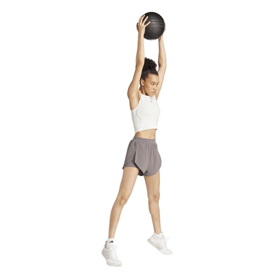 Women's adidas Hiit Regular Fit 2 in 1 Fitness Shorts in Charcoal - Image 6