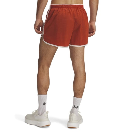 Men's Under Armour Run 96 Running Shorts with Curved Hem in Orange - Image 2