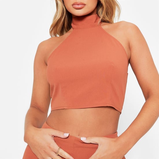 Women's I Saw It First Textured Halterneck Crop Top Co Ord in RUST - Image 4