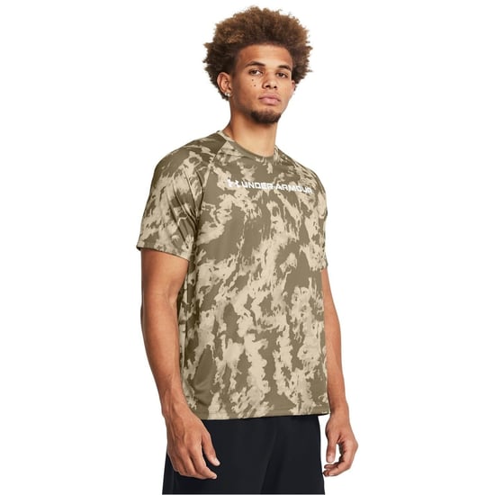 Men's Under Armour Tech Camo Regular Fit T-Shirt in Khaki Base - Image 2