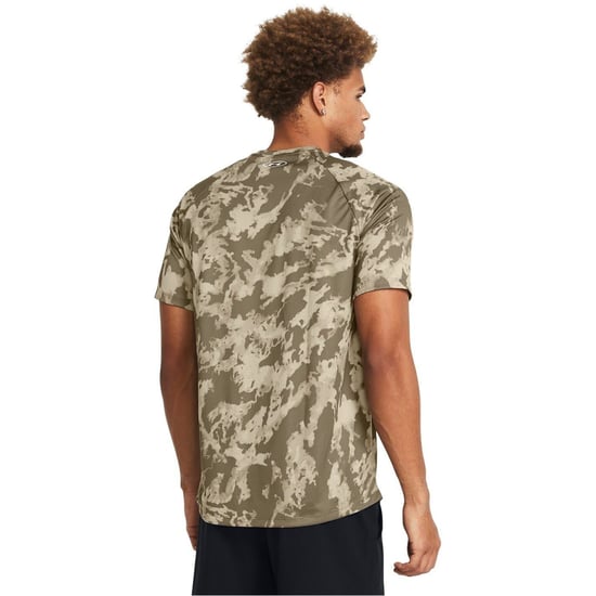 Men's Under Armour Tech Camo Regular Fit T-Shirt in Khaki Base - Image 3