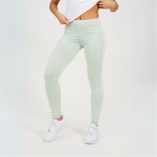 Women's Brave Soul Leggings With Stripe Detail in Mint/Wht Stripe - Image 1