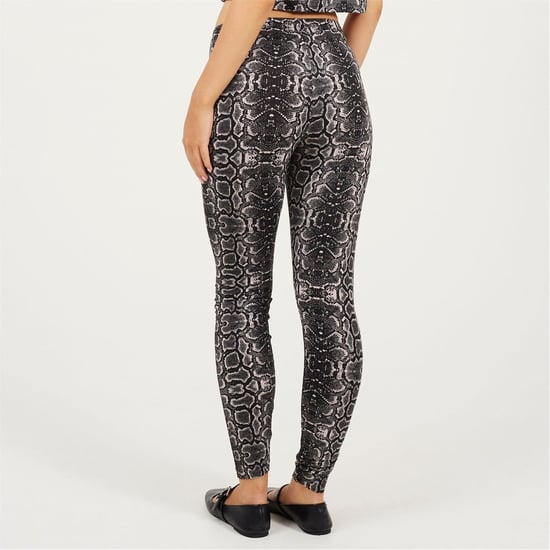 Women's Brave Soul Print Leggings in Grey Snake - Image 2