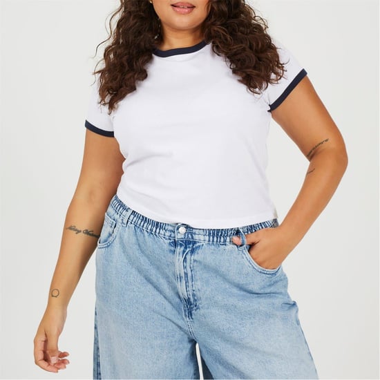 Women's Brave Soul Ps Ss Tee in White/Navy - Image 1