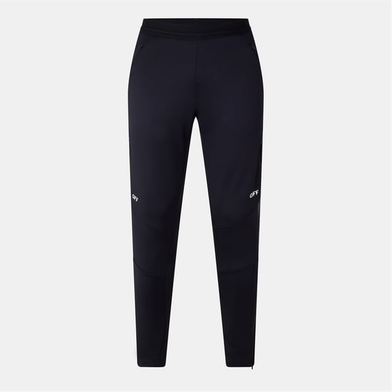 Men's Off White Solid Patterned Slim Sweatpants in Black/White - Image 1