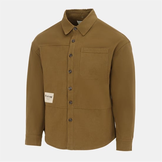 Men's Firetrap Heavy Shirt in Khaki - Image 3