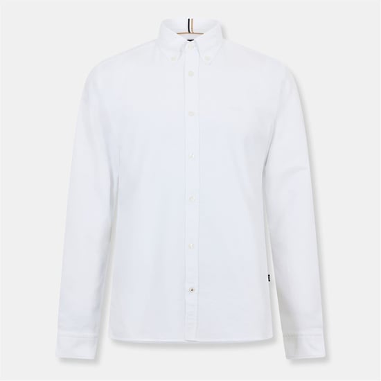 Men's Boss Plain Long Sleeve Shirt in White - Image 1
