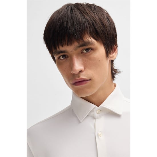 Men's Hugo Slim Fit Long Sleeve Shirt in White - Image 4