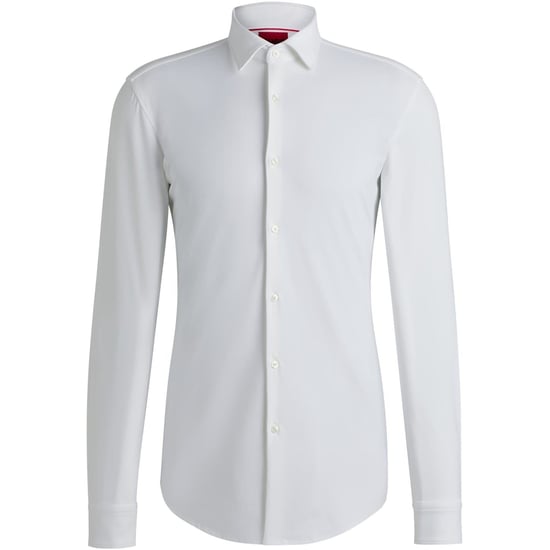 Men's Hugo Slim Fit Long Sleeve Shirt in White - Image 6