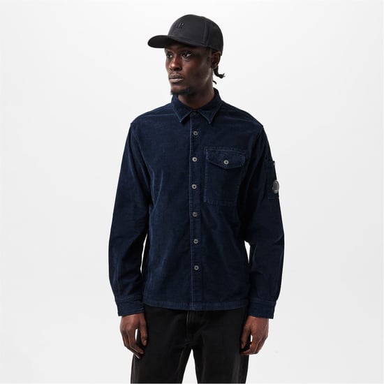 Men's C.P. Company Lens Corduroy Shirt in Ttl Eclipse 888 - Image 3