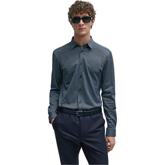 Men's Boss Roan Kent Regular Fit Long Sleeve Shirt in Dark Blue - Image 1