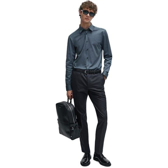 Men's Boss Roan Kent Regular Fit Long Sleeve Shirt in Dark Blue - Image 3