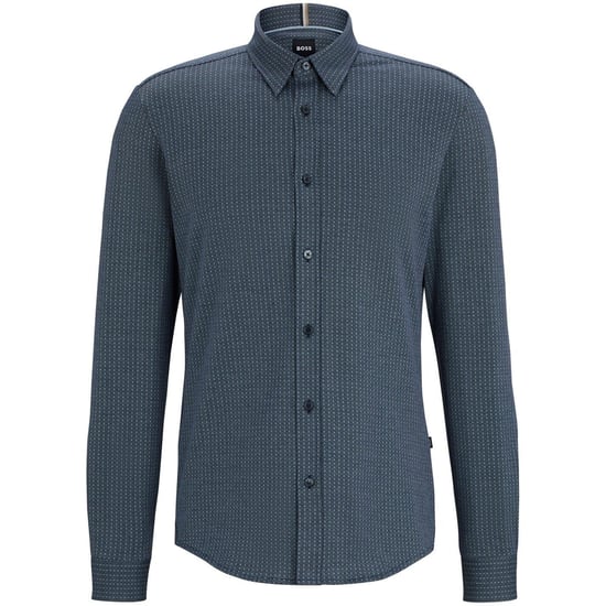 Men's Boss Roan Kent Regular Fit Long Sleeve Shirt in Dark Blue - Image 6