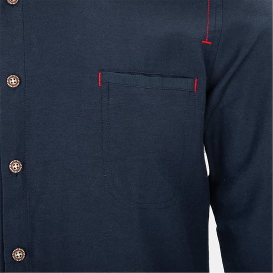 Men's Firetrap Plain Shirt in Navy - Image 4