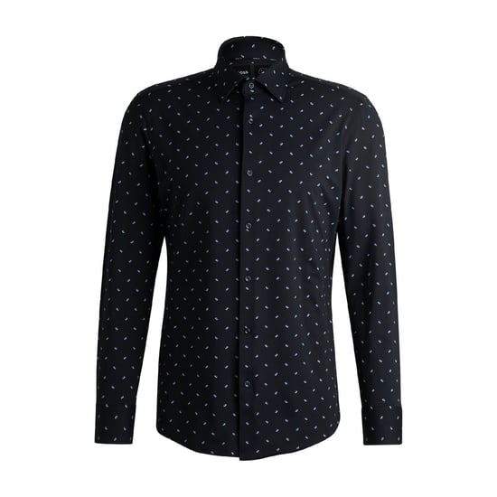 Men's Boss Point Collar Long Sleeve Oxford Shirt in Dark Blue - Image 1