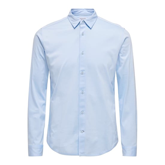 Heren Only Regular Fit Lange Mouwen Shirt in Cashmere Blauw - Image 6