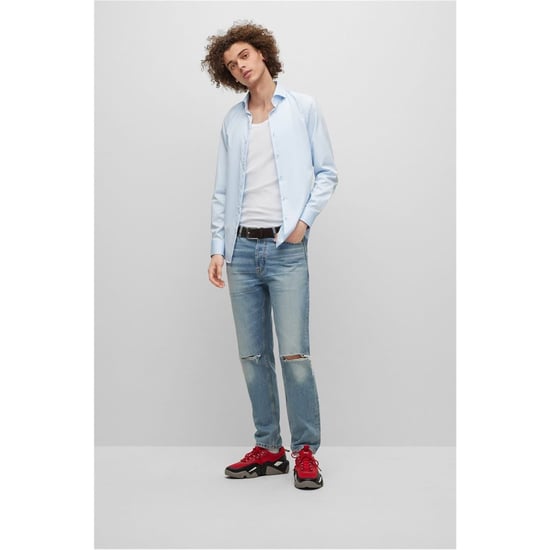 Men's Hugo Kason Long Sleeve Shirt in Light/Pstl Blue - Image 5