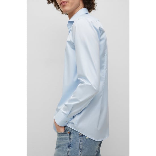 Men's Hugo Kason Long Sleeve Shirt in Light/Pstl Blue - Image 6