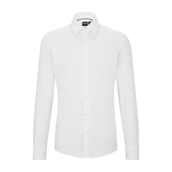 Men's Boss P Hank Kent Long Sleeve Oxford Shirt in White - Image 1