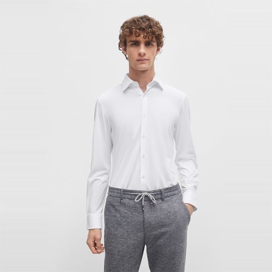 Men's Boss P Hank Kent Long Sleeve Oxford Shirt in White - Image 2