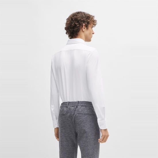Men's Boss P Hank Kent Long Sleeve Oxford Shirt in White - Image 3