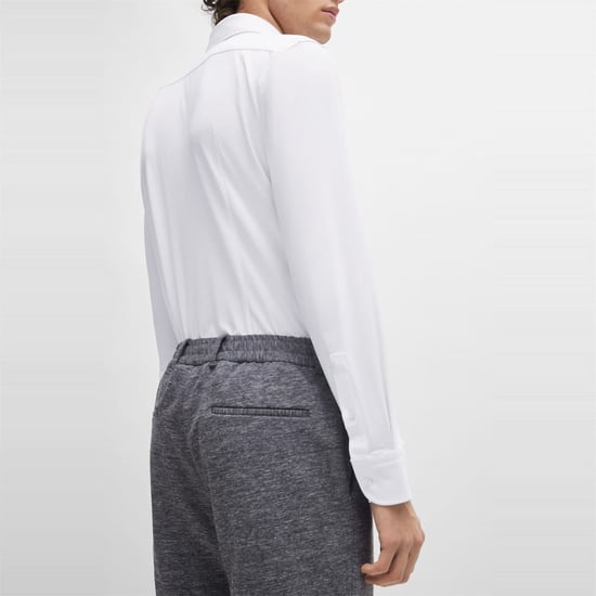 Men's Boss P Hank Kent Long Sleeve Oxford Shirt in White - Image 4