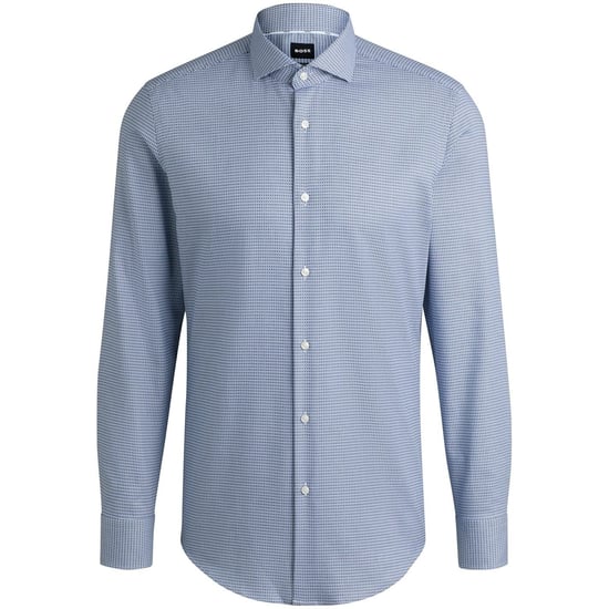 Men's Boss Hbb Hhank Spread C1 Plain Long Sleeve Shirt in Dark Blue - Image 1