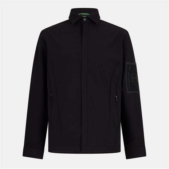 Men's Boss Zipped Pocket Collared Neck Long Sleeve Shirt in Black - Image 1