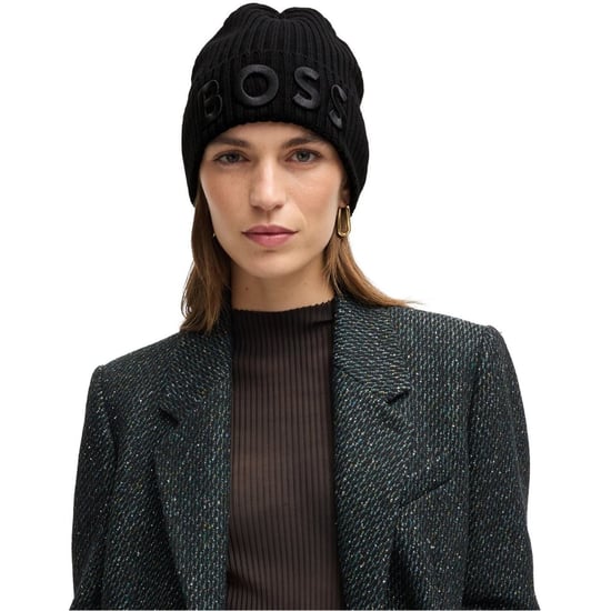 Accessories Boss Logo Emed Lara Beanie in Black - Image 2
