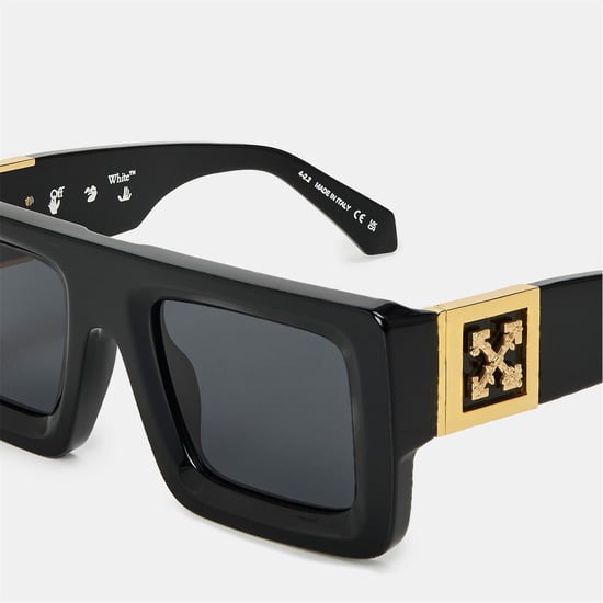 Accessories Off White Unisex Square Sunglasses, Square Design in Black/Dark Grey - Image 3