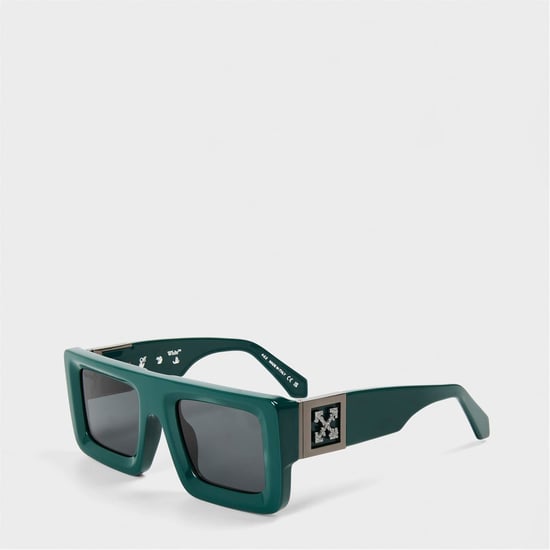 Accessories Off White Unisex Square Sunglasses, Square Design in Green/Dark Grey - Image 1