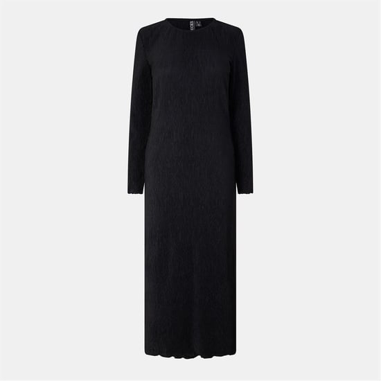 Women's Pieces Kni Crew Neck Long Sleeve Midi Dress in Black - Image 1