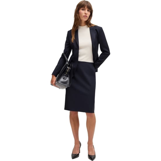 Women's Boss Vileah Knee Length Pencil Skirt in Dark Blue - Image 5