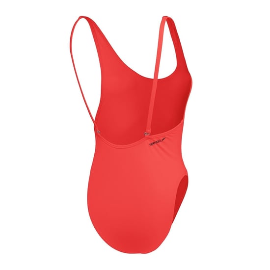 Women's Speedo Solid Patterned Scoop Neck One Piece Swimsuit in Red - Image 2