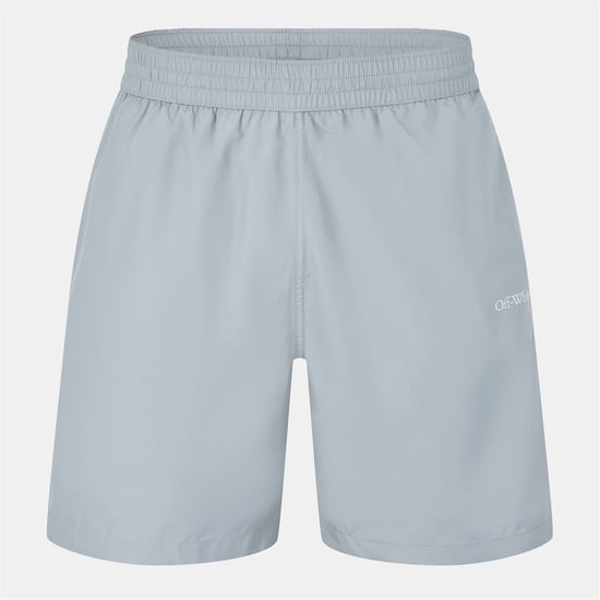 Men's Off White Arrow Relaxed Fit Swim Shorts in Grey/White - Image 1