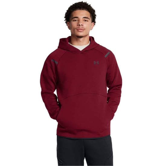 Men's Under Armour Hooded Neck Raglan Sleeve Fleece Hoody in Red - Image 3