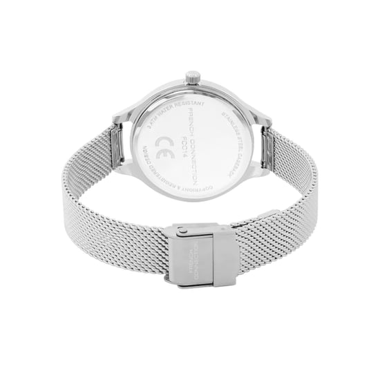 Accessories French Connection Connection Silver Case Round Shape Silver Strap Quartz Watch in White - Image 4