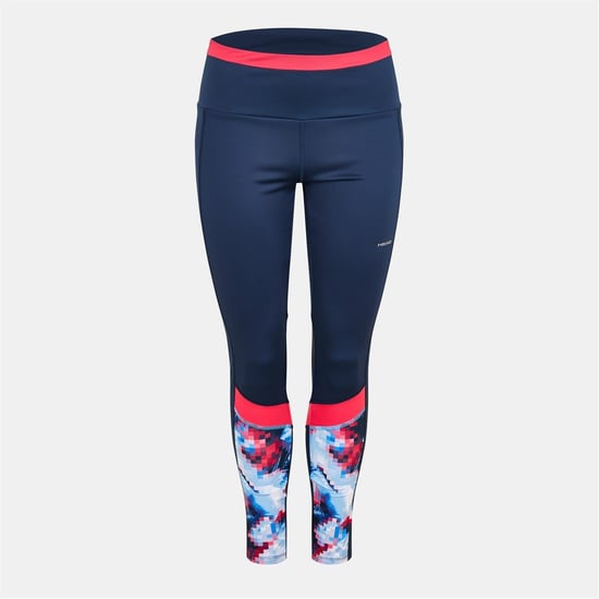 Women's Head Power Mesh Pocket Color Block Leggings in .Blue - Image 1