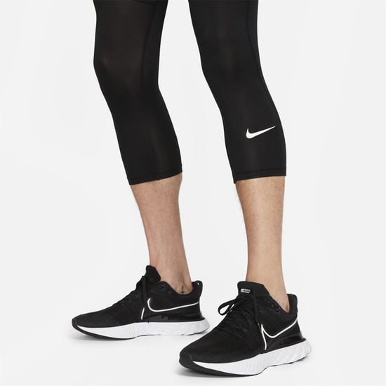 Men's Nike DF Solid Patterned Leggings in Black/White - Image 4