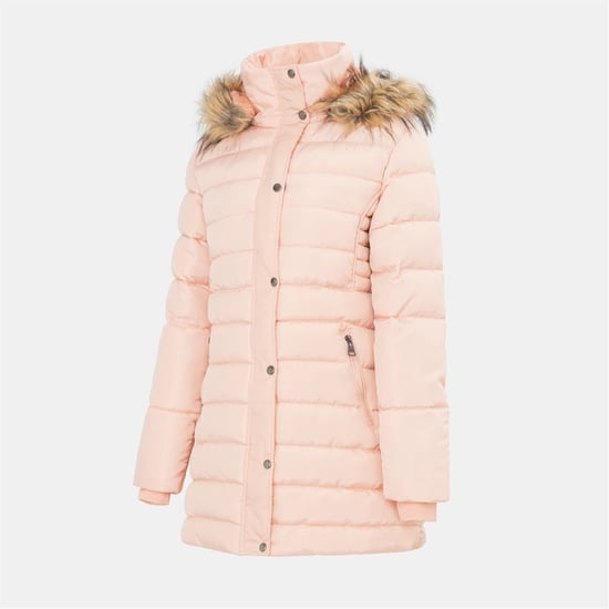 Women's I Saw It First Solid Patterned Hooded Snap Button Ribbed Cuff Parka Jacket in Pink - Image 3