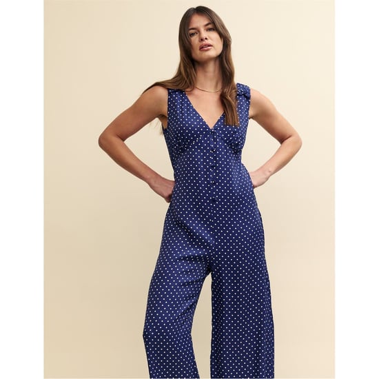 Women's Nobodys Child V-Neck Polka Dot Sleeveless Jumpsuit in Blue - Image 2