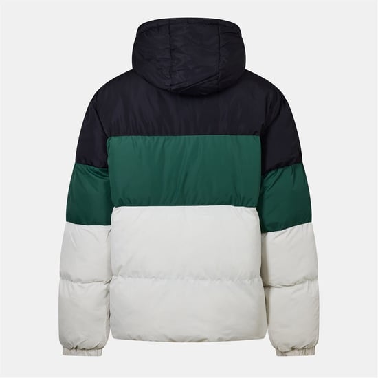 Men's NY Concept Hooded Color Block Patterned Puffer Jacket with Zipped Pocket in Multi - Image 2