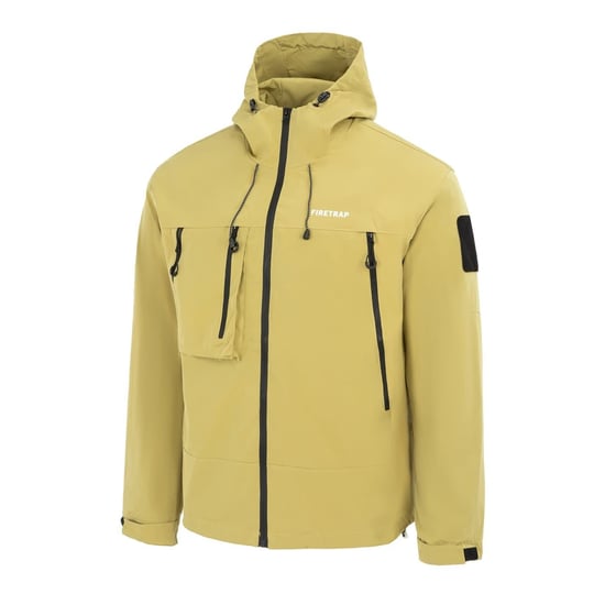 Men's Firetrap Windproof Hooded Long Sleeve Windbreaker in Yellow - Image 3