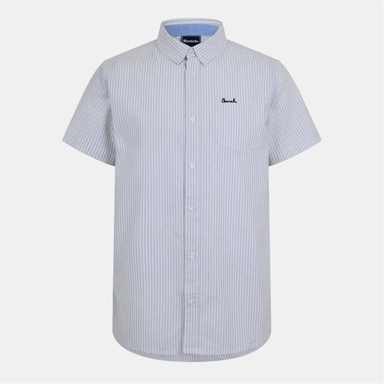 Men's Bench Shirt Ss Angla in Grey Stripe - Image 1
