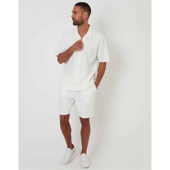 Men's Threadbare Embley Relaxed Fit Short Sleeve Shirt in .Ecru - Image 2